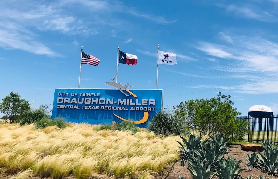 Sign with Dragon-Miller Regional Airport in Temple Texas